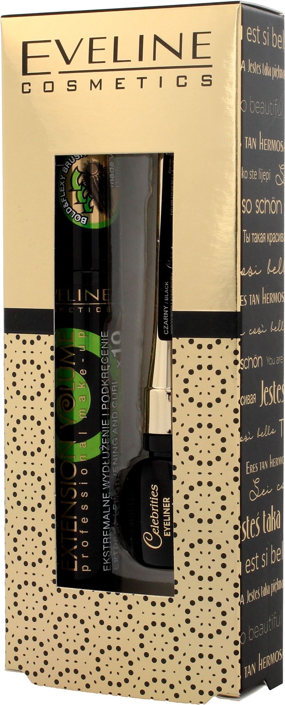 Eveline Eveline Zestaw prezentowy (tusz Extension Volume 10ml +Eyeliner Celebrities) 1op. - 081799