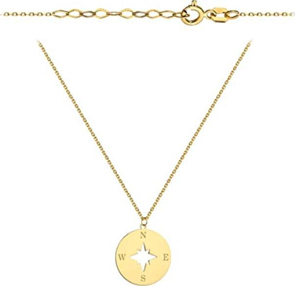 Lovrin Złoty naszyjnik 585 GWIAZDA POLARNA w kole KOMPAS