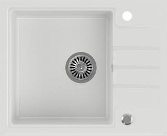 Zlewozmywak Steiner PETER 116 Steingran granitowy biały 1-komorowy z/o (62x50x20) z syfonem i zaślepką