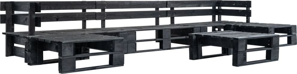 vidaXL 6 częściowy zestaw ogrodowy, palety z drewna FSC, czarny (277432)