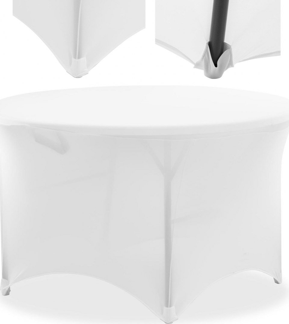 Royal Catering Pokrowiec elastyczny uniwersalny na stół okrągły śr. 120 cm biały