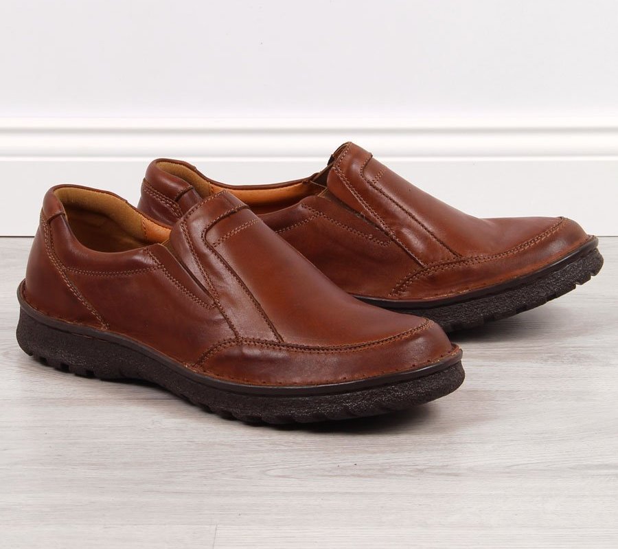 Łukbut Półbuty skórzane męskie wsuwane brązowe Łukbut 946 45