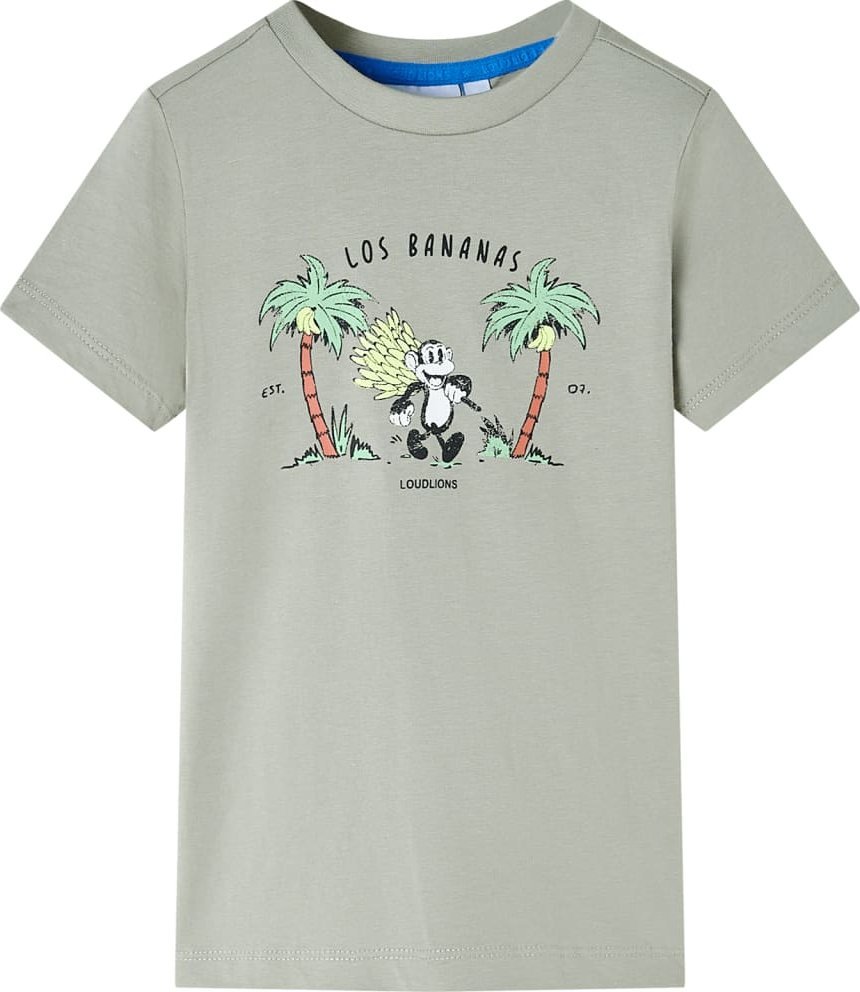 vidaXL Koszulka dziecięca z krótkimi rękawami, z małpką, jasne khaki, 116