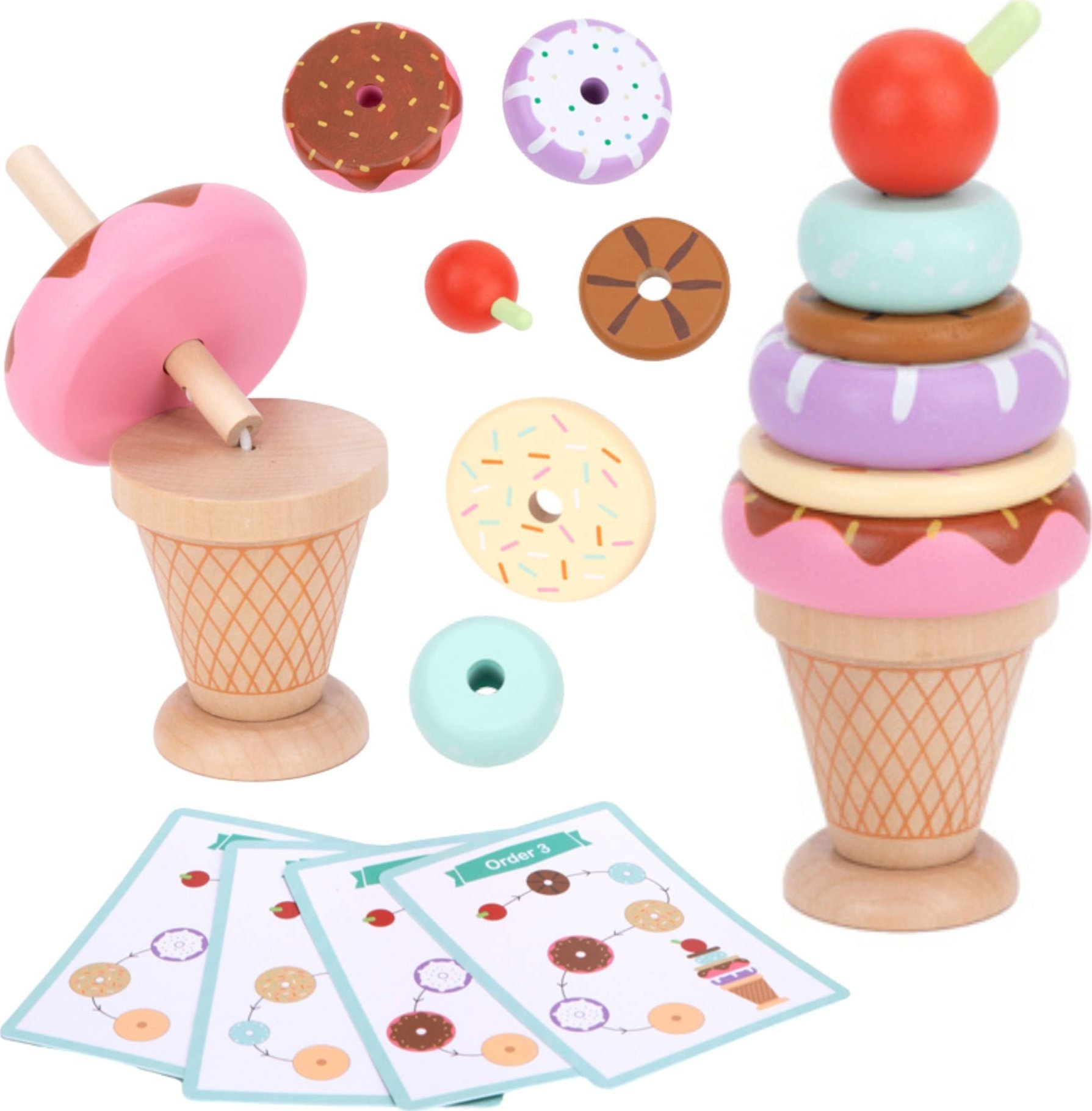 Woopie WOOPIE GREEN Drewniane Lody Układanka Montessori Cukiernia 12 el. FSC