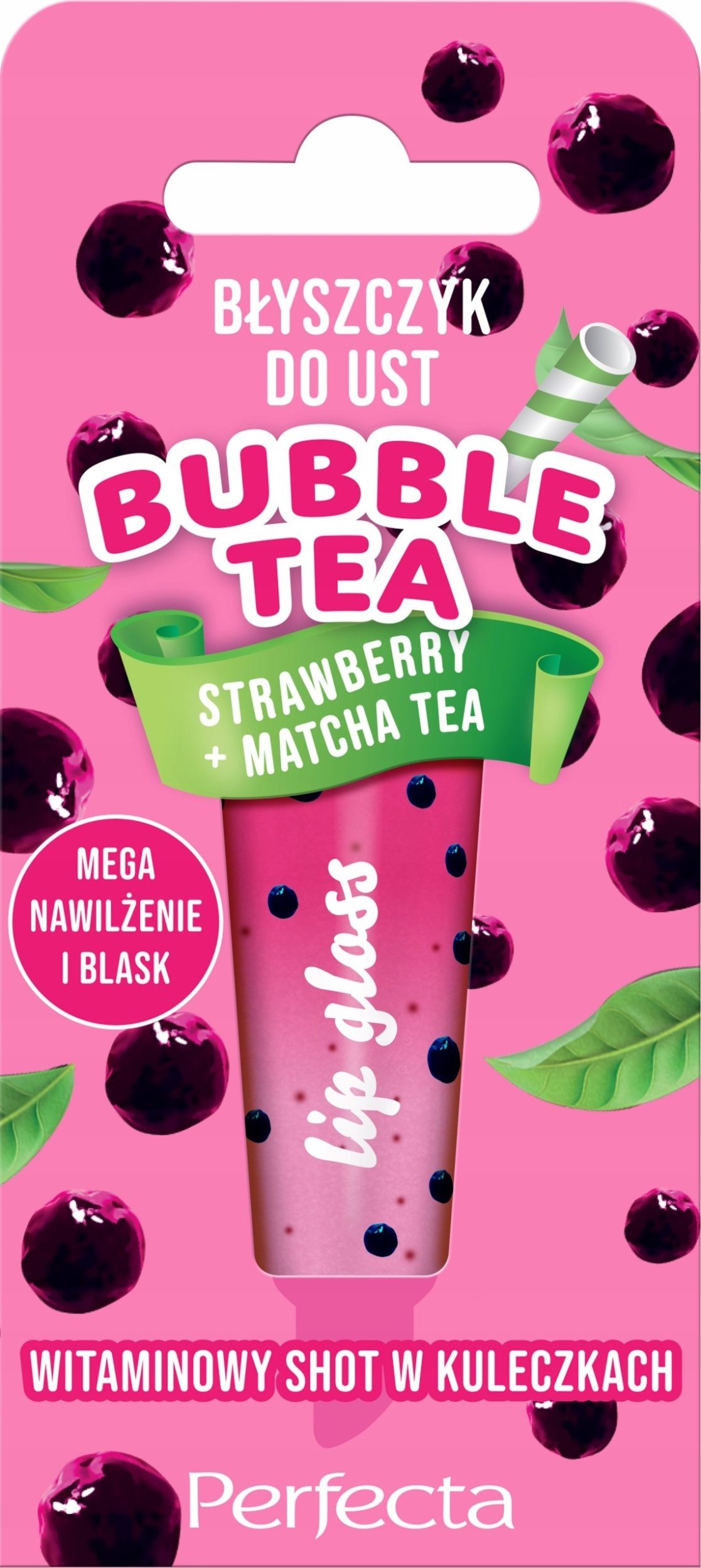 Alkotest PERFECTA_Bubble Tea błyszczyk do ust Strawberry + Matcha 10g