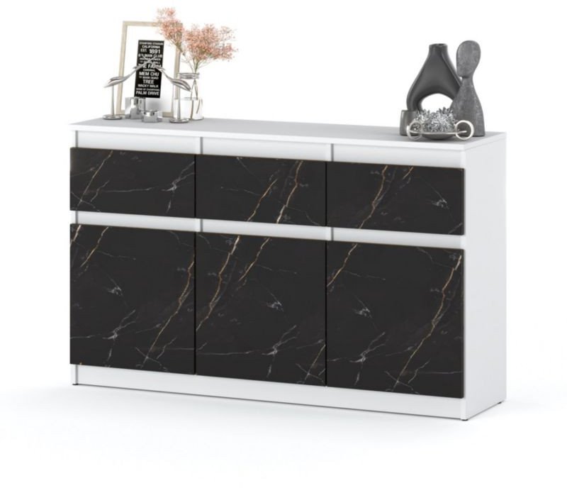 Komoda Pojemna Szafka 3 Szuflady Salon Sypialnia 120cm Biała San Sebastian