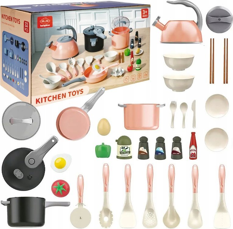 Garnki Dla Dzieci Zestaw Kuchenny Naczynia Xxl Ryżowar Miseczki Talerze Róż