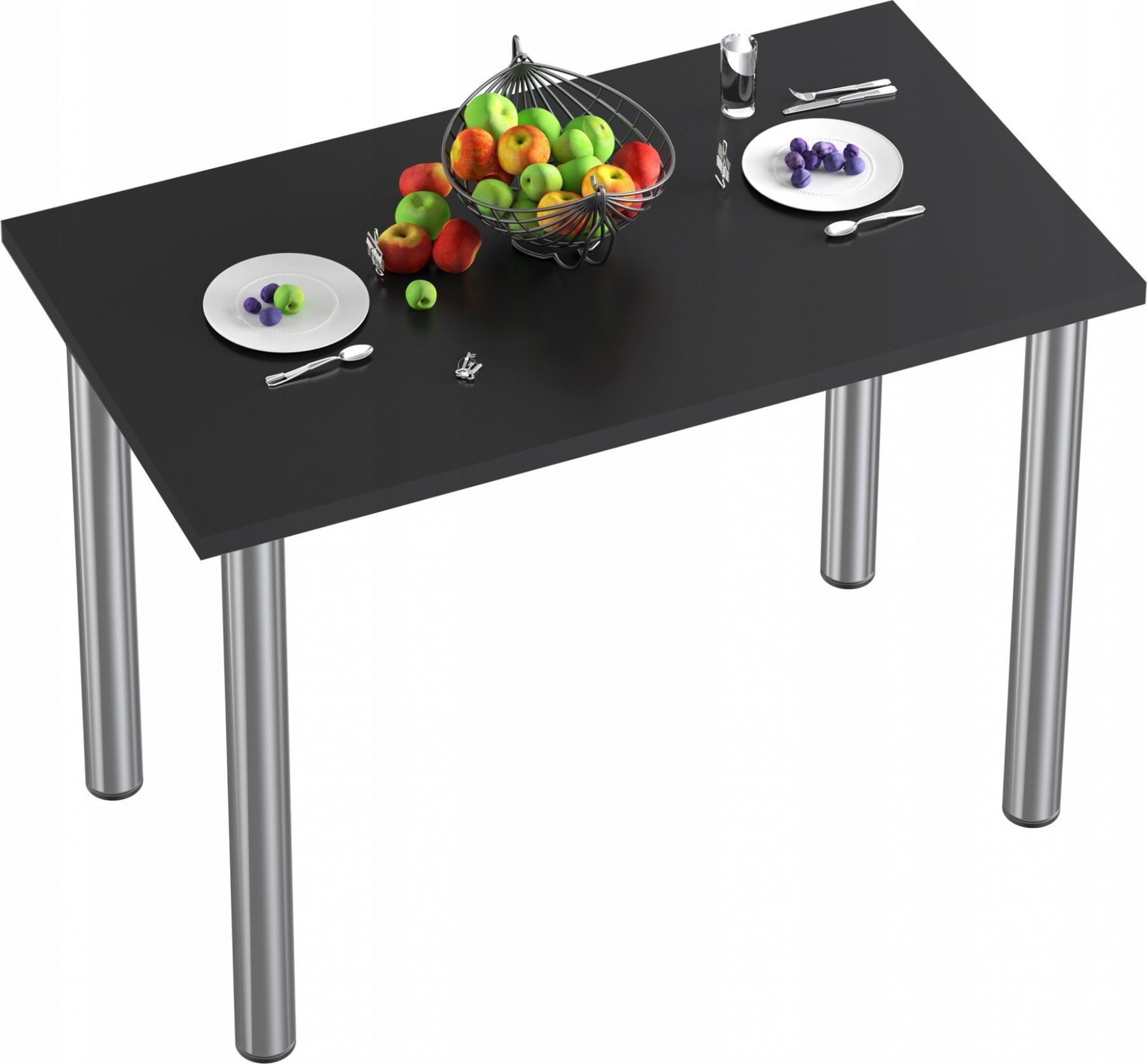 YRKE STÓŁ STOLIK KUCHENNY-70x50x36-CZARNY-NOGI CHROM