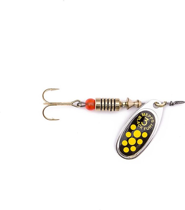 Mepps Błystka Black Fury srebrny/żółte kropki 4/8g