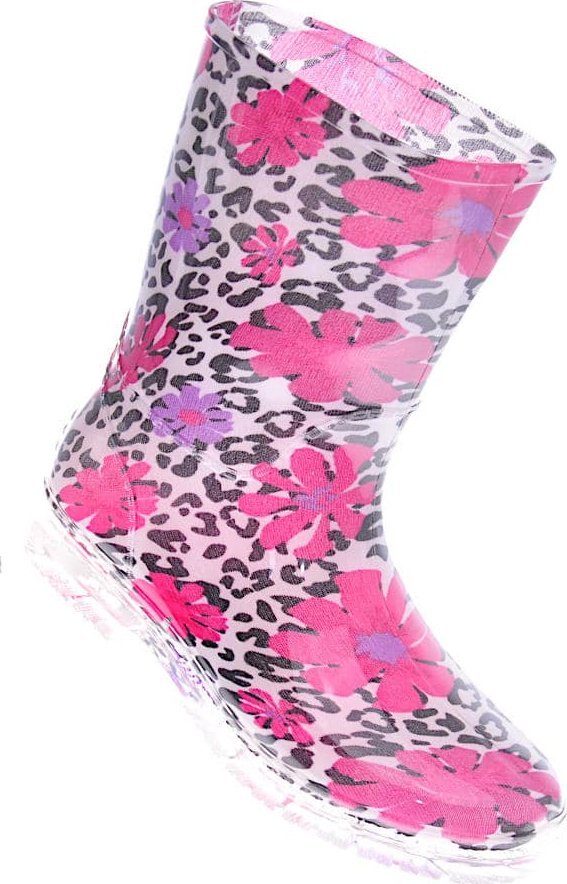 Pantofelek24 Dziewczęce kalosze w panterkę /E10-1 12410 S292/ 35