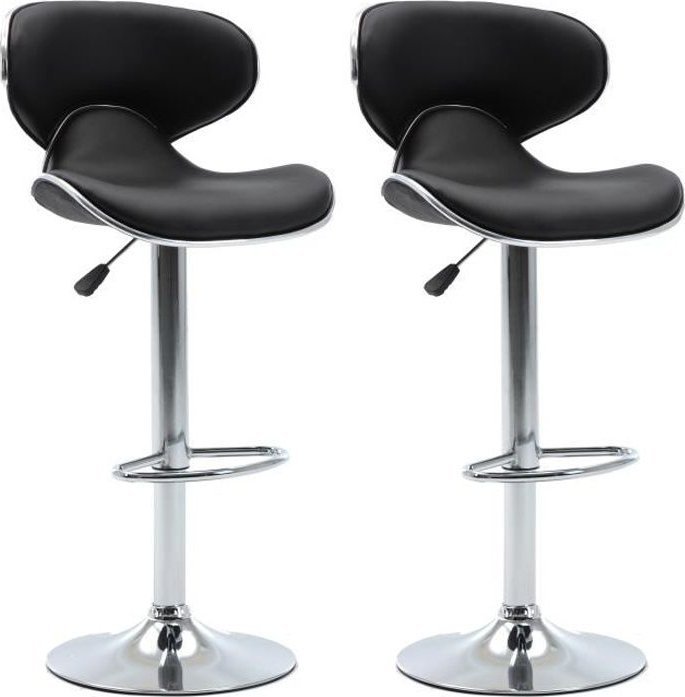 Aucune Zestaw 2 hokerów barowych z regulacja wysokosci - Imitacja czerni - dl. 46 x gl. 50 x wys. 85/106 cm - YORK