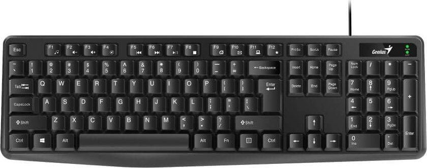 Klawiatura + mysz Genius Genius KB-117, klawiatura US, klasyczna, wodoodporny rodzaj przewodowa (USB), czarna, nie
