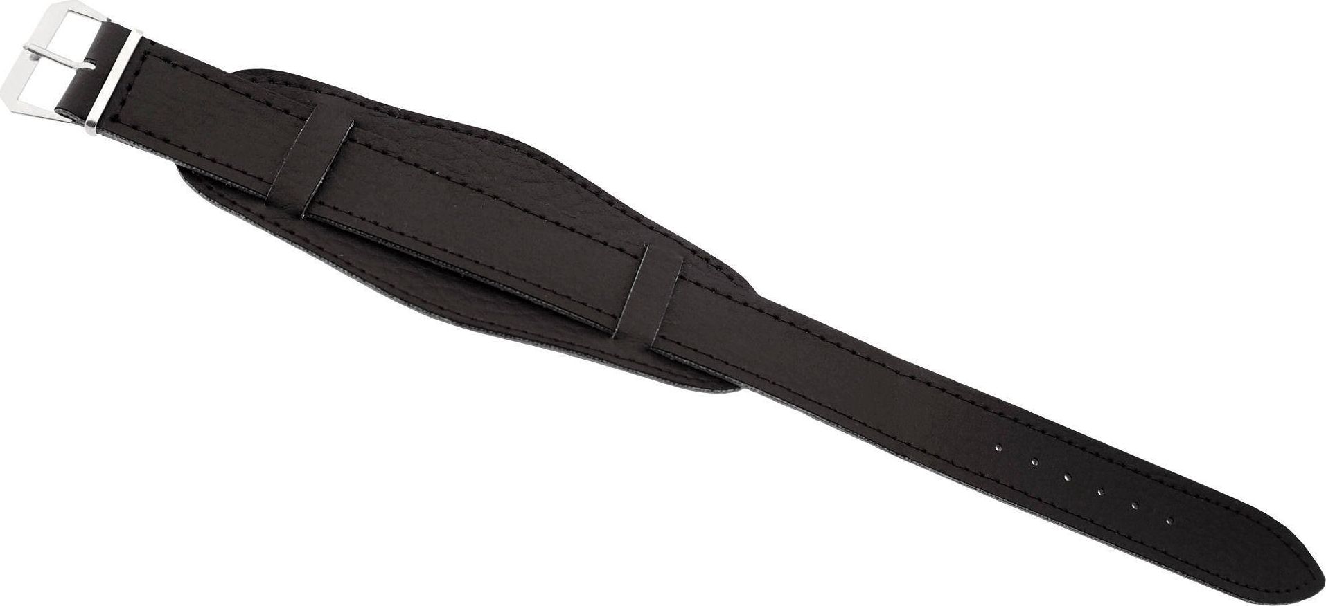 JVD Skórzany pasek z podkładką do zegarka 20 mm czarny