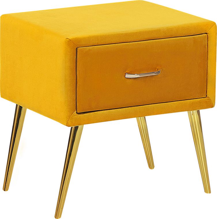 Beliani Szafka nocna welurowa żółta FLAYAT