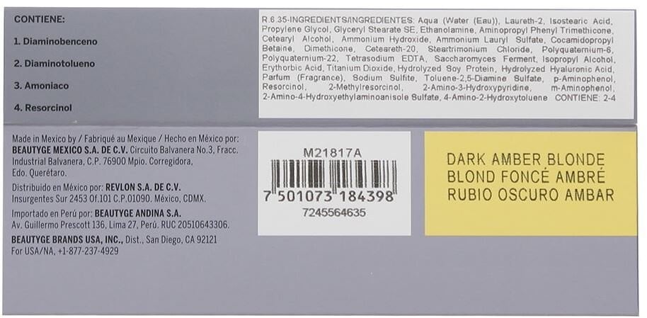 Revlon Revlonissimo Colorsmetique Permanent Hair Dye, 6.35 Dark Amber Blonde, 60 ml Unisex