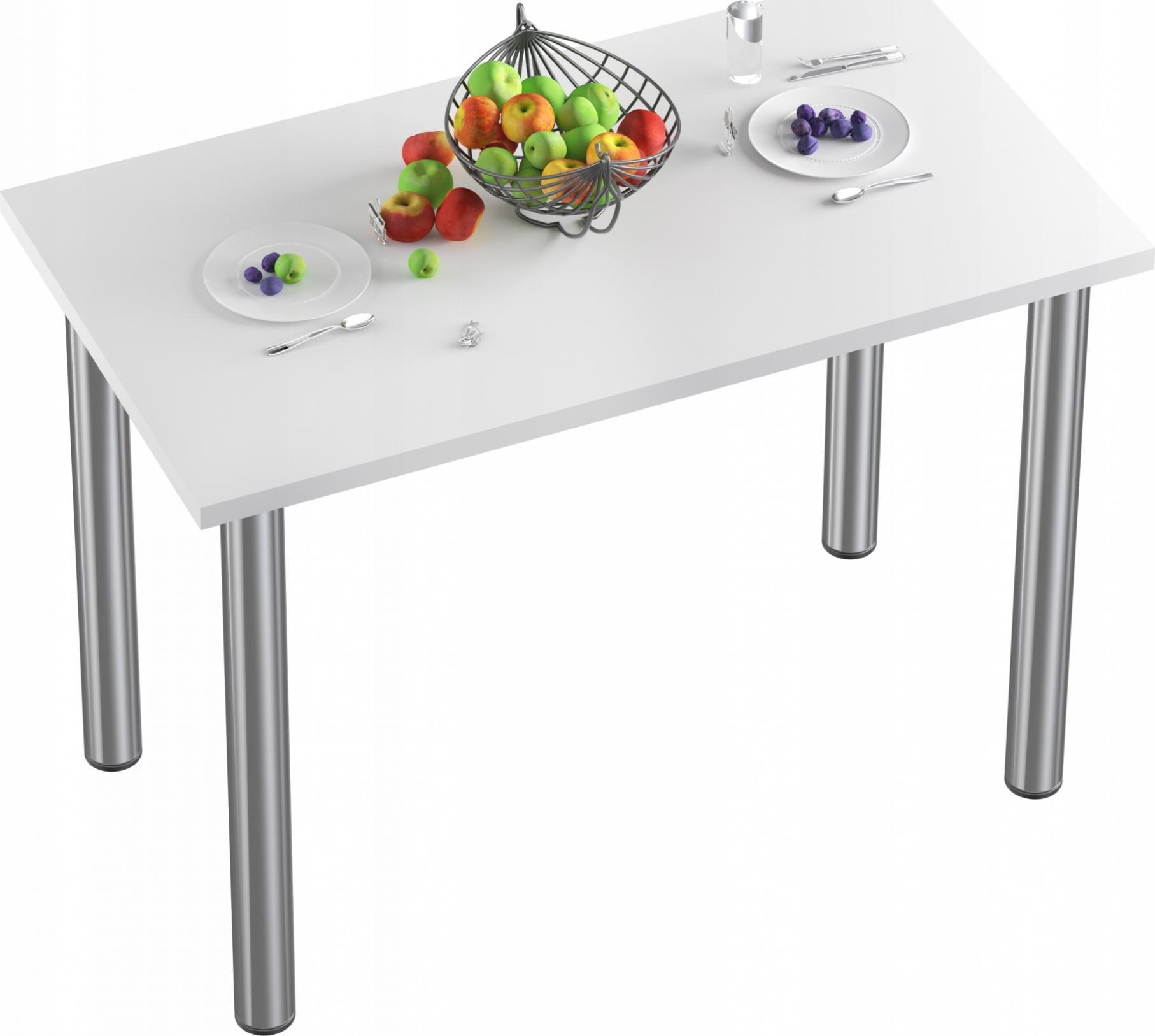 YRKE STÓŁ STOLIK KUCHENNY-90x50x18-BIAŁY-NOGI CHROM