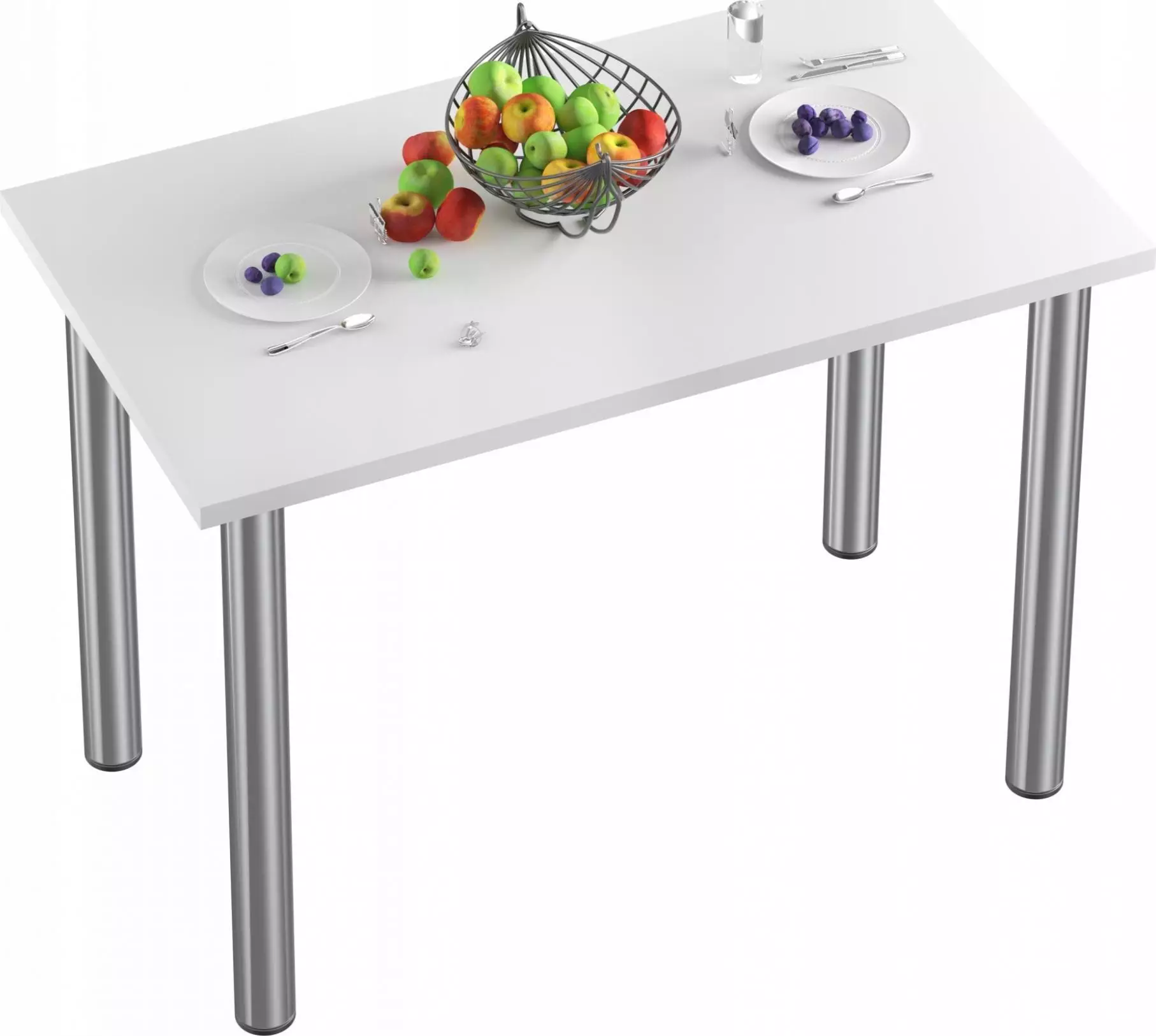 YRKE STÓŁ STOLIK KUCHENNY-90x50x18-BIAŁY-NOGI CHROM