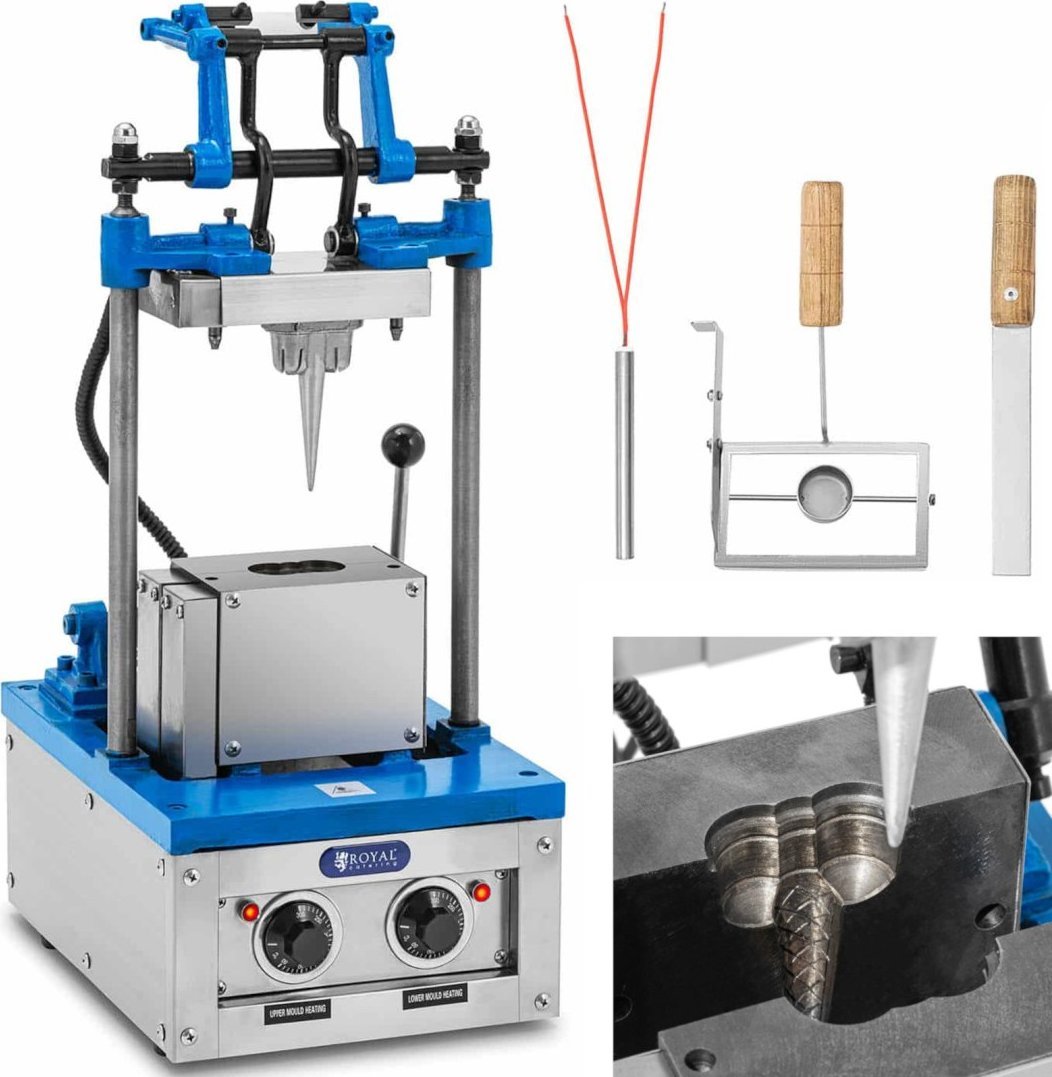 Royal Catering Waflownica maszyna do wypieku wafli rożków na lody 50 - 60 wafli / godz. 74 x 124 mm