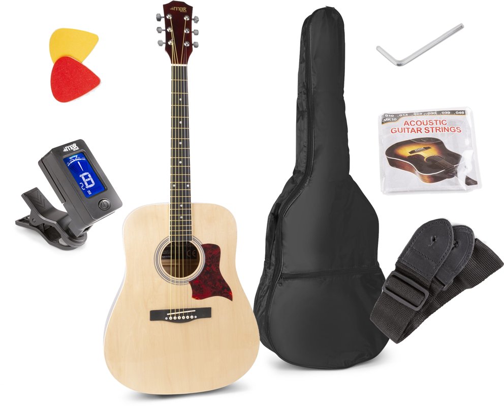 Zestaw: Gitara akustyczna Max Solojam Western naturalna+ akcesoria one size