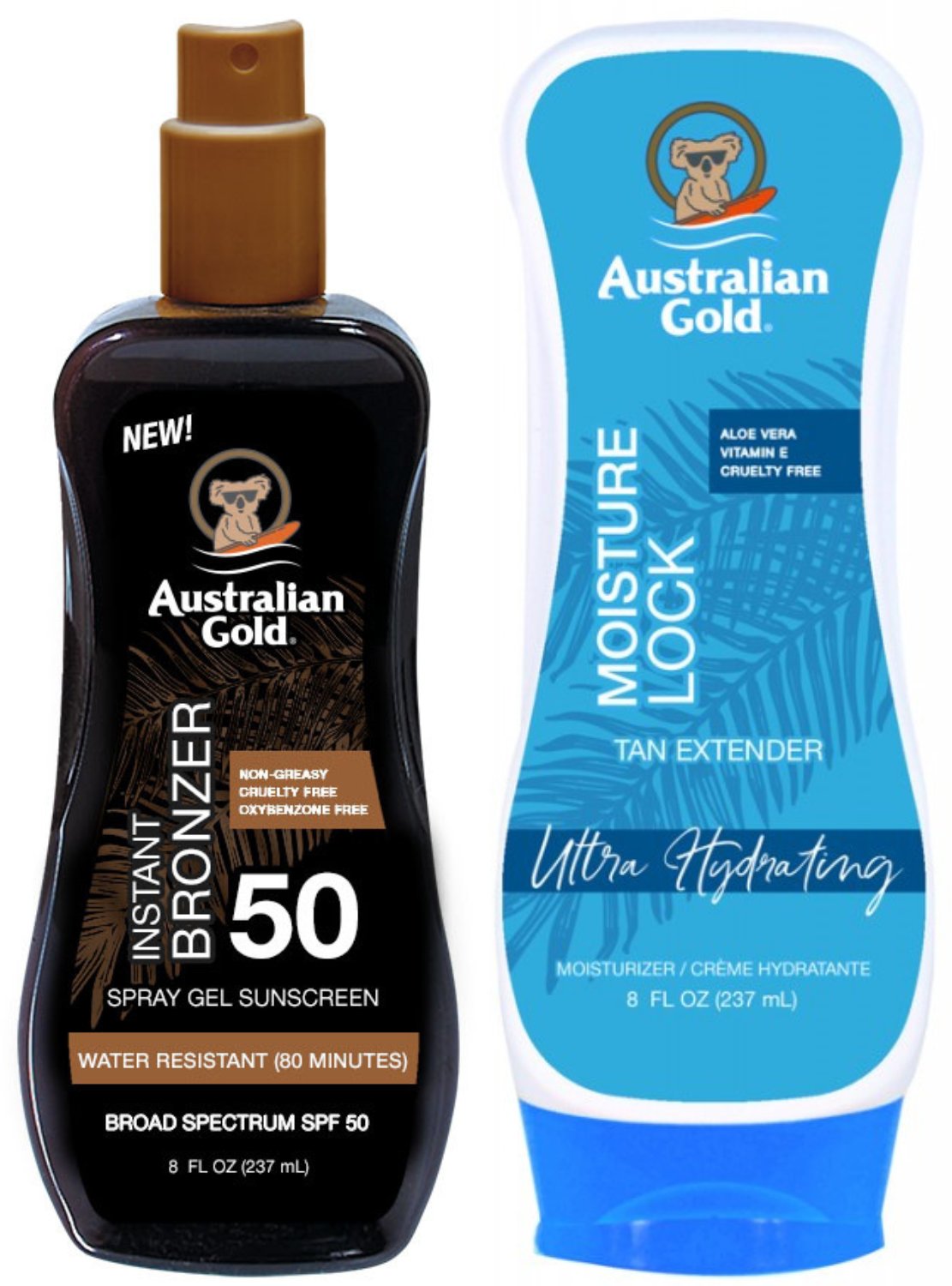 Australian Gold Żel W Sprayu Z Bronzerem SPF50 + Moisture Lock 237ml