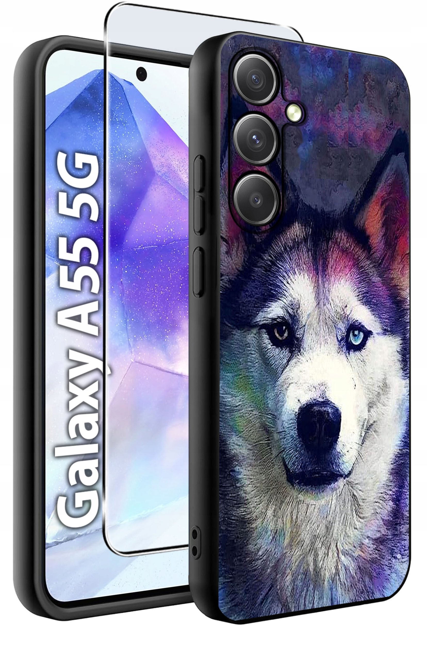 ETUI do Samsung A55 5G WZORY | SILIKONOWE MATT CASE + SZKŁO HARTOWANE 9H
