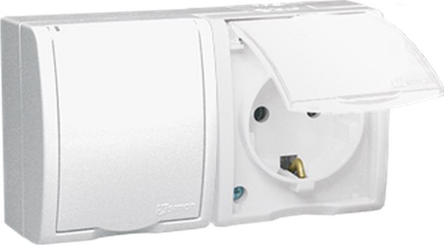 Kontakt-Simon Simon Aquarius Gniazdo podwójne z/u SCHUKO bryzgoszczelne IP54 białe AQGSZ1-2/11
