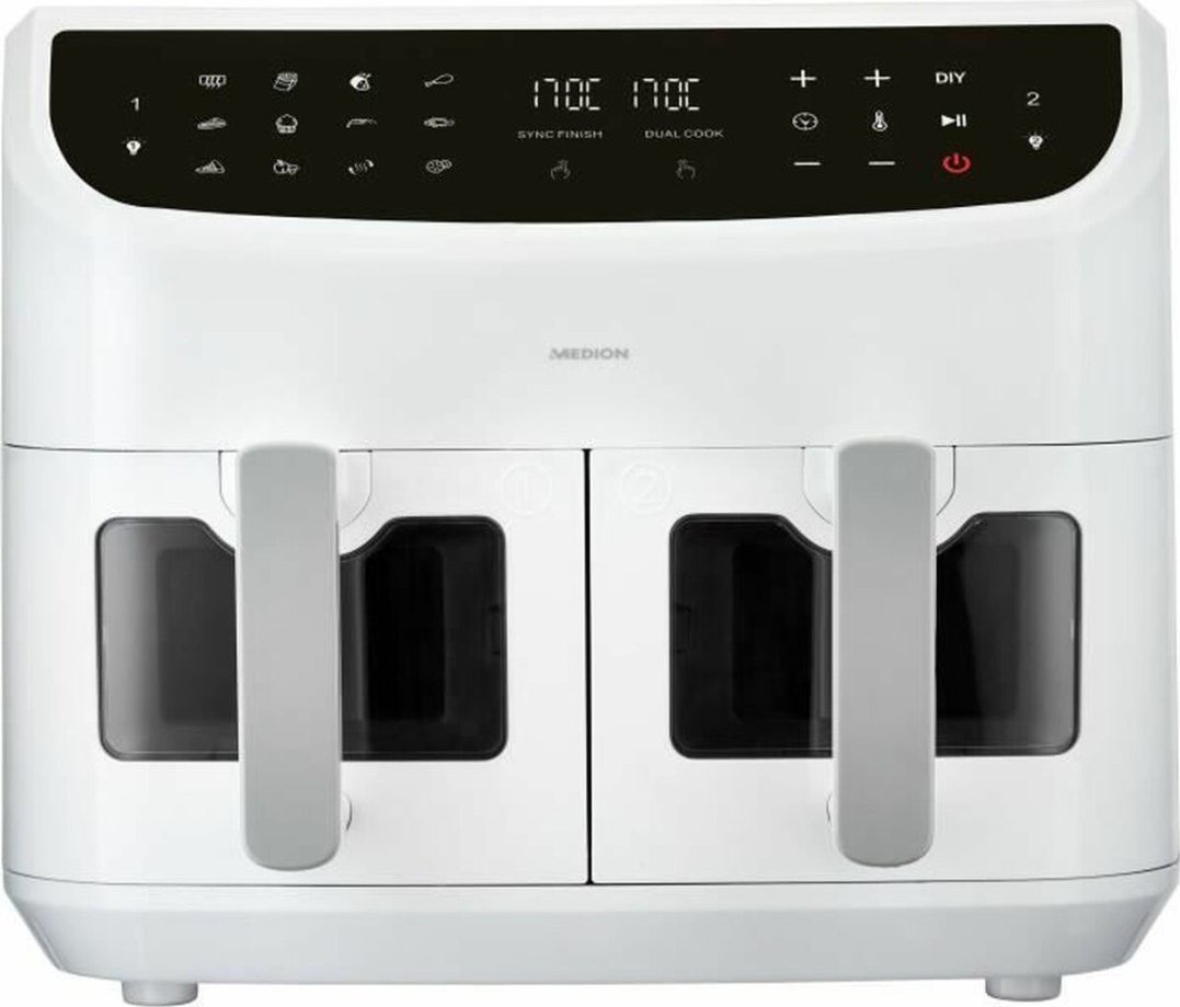 Frytkownica beztłuszczowa Medion Frytkownica na gorące powietrze Medion LIFE P20 Biały Czarny 2600 W 8,7 l