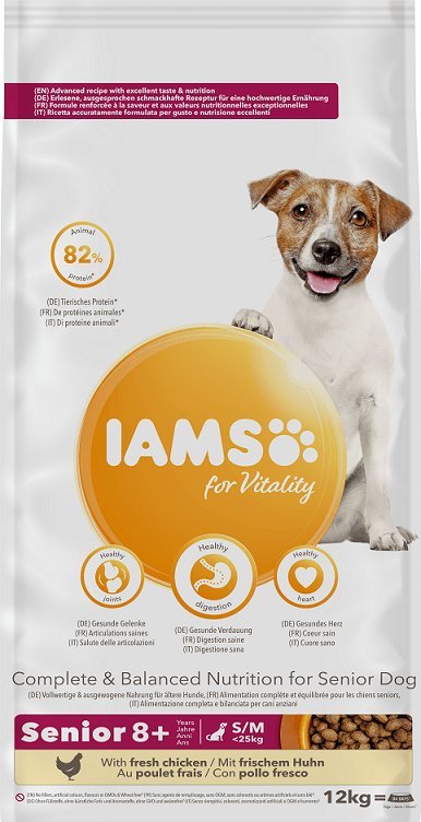 IAMS IAMS-Sucha karma for Vitality dla starszych psów ras małych i średnich, ze świeżym kurczakiem 12kg