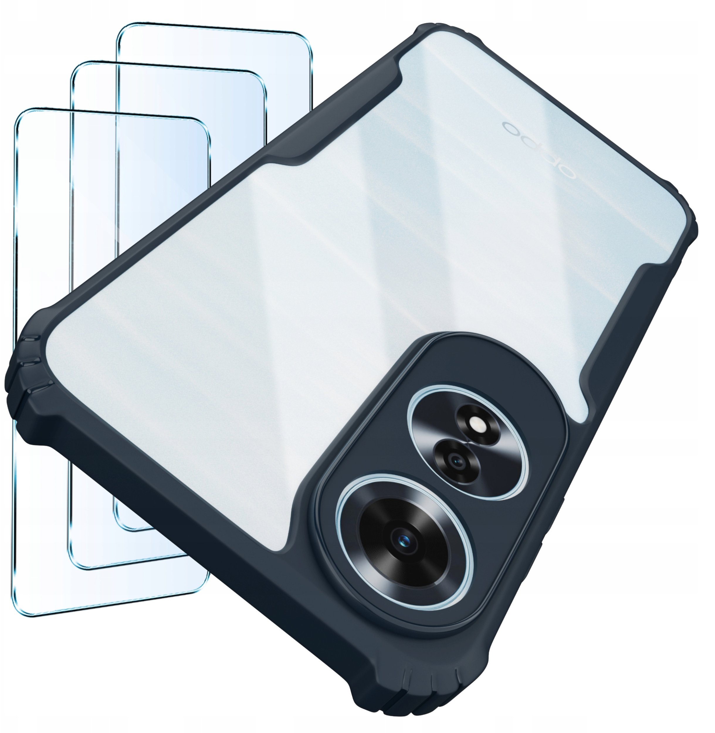 Etui do Oppo A60 4G |Pancerne Przeźroczyste Silikonowe| zestaw 3x szkło