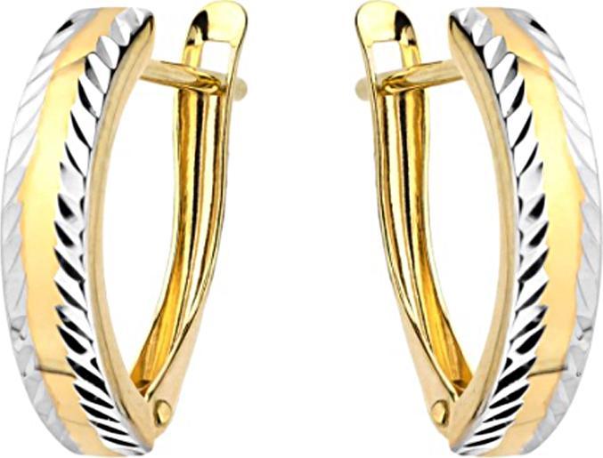 Lovrin Złote kolczyki 585 diamentowane BLASZKI białe złoto