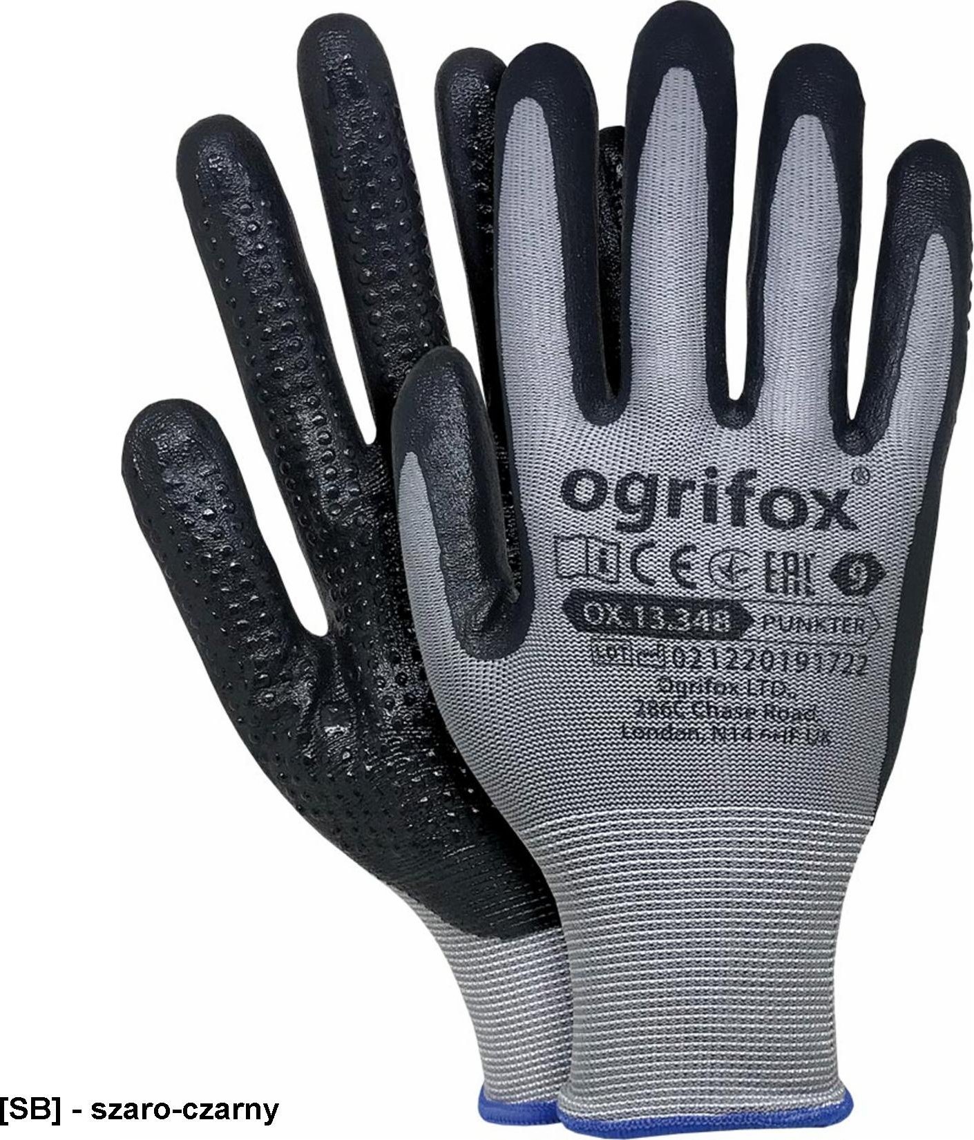 R.E.I.S. OX-PUNKTER - Rękawice ochronne wykonane z poliestru, powlekane nitrylem 10