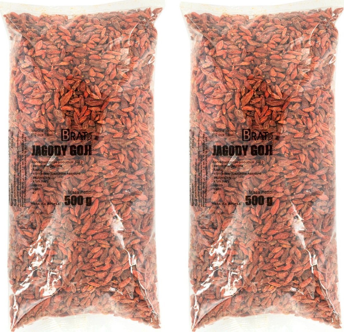 Brat Jagody Goji ZESTAW 2 x 500g - suszone owoce na słońcu JAKOŚĆ