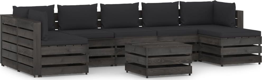 vidaXL 8-cz. zestaw wypoczynkowy do ogrodu, z poduszkami, drewniany