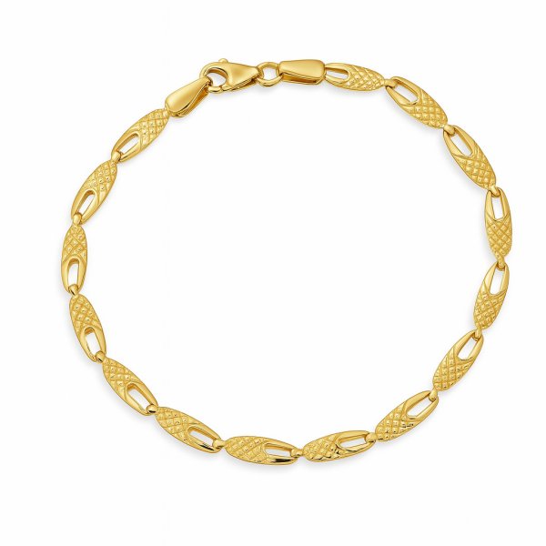 Caspol Złota Bransoletka Ażurowa 585 z Diamentowanym Wykończeniem 18cm