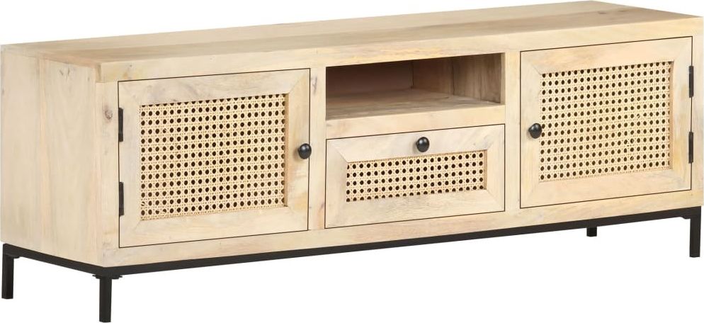 vidaXL Szafka pod TV, 120x30x40 cm, drewno mango i naturalna trzcina