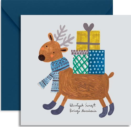 LOVE POLAND DESIGN KARTKA RENIFER KROPKI Uniwersalny