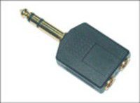 Adapter AV MicroConnect Jack 6.3 mm M - 2x Jack 3.5 mm F czarny
