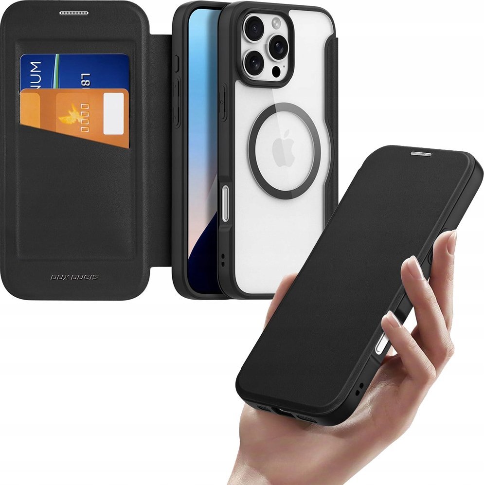 Dux Ducis Etui Skin X Pro na iPhone 16 Pro Max z MagSafe i klapką - czarne