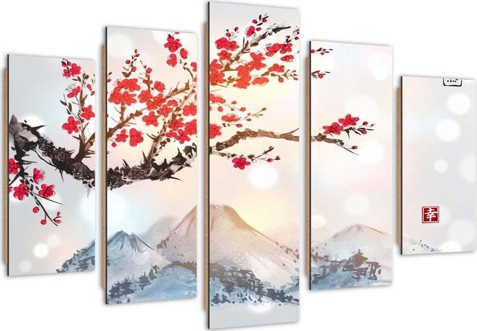 Feeby Obraz pięcioczęściowy Deco Panel, Kraj kwitnącej wiśni - 150x100