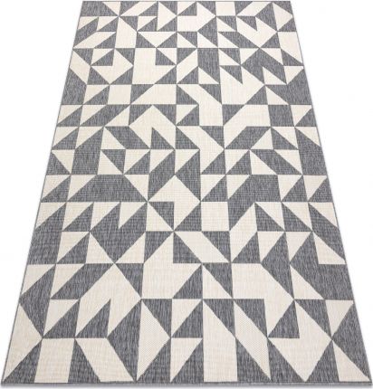 Dywany Łuszczów Dywan SPRING 20414332 trójkąty sznurkowy, pętelkowy - szary / krem, 80x150 cm