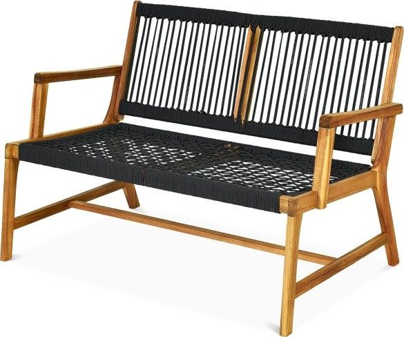 Costway Drewniana ławka ogrodowa 2-osobowa