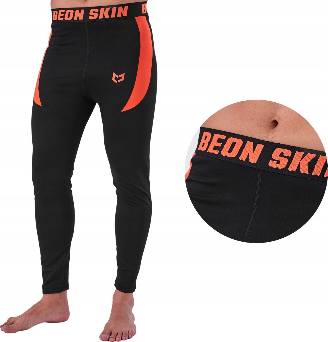 Beon Spodnie termoaktywne męskie Beon Skin Etna Black&Orange L