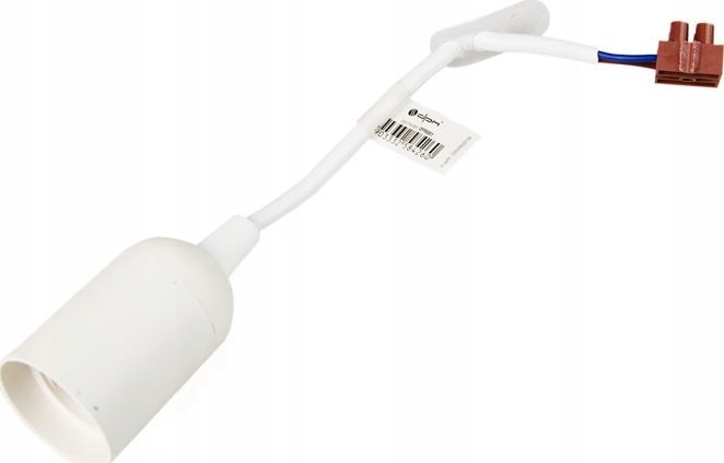 DPM Oprawka budowlana E27 z kablem i kostką, biała