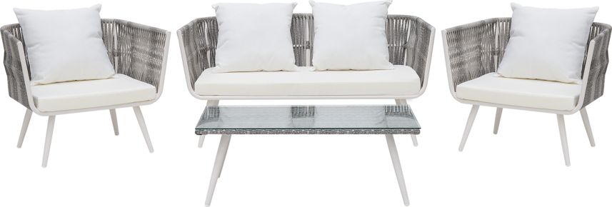 Beliani Zestaw ogrodowy rattanowy 4-osobowy złamana biel RAGUSA