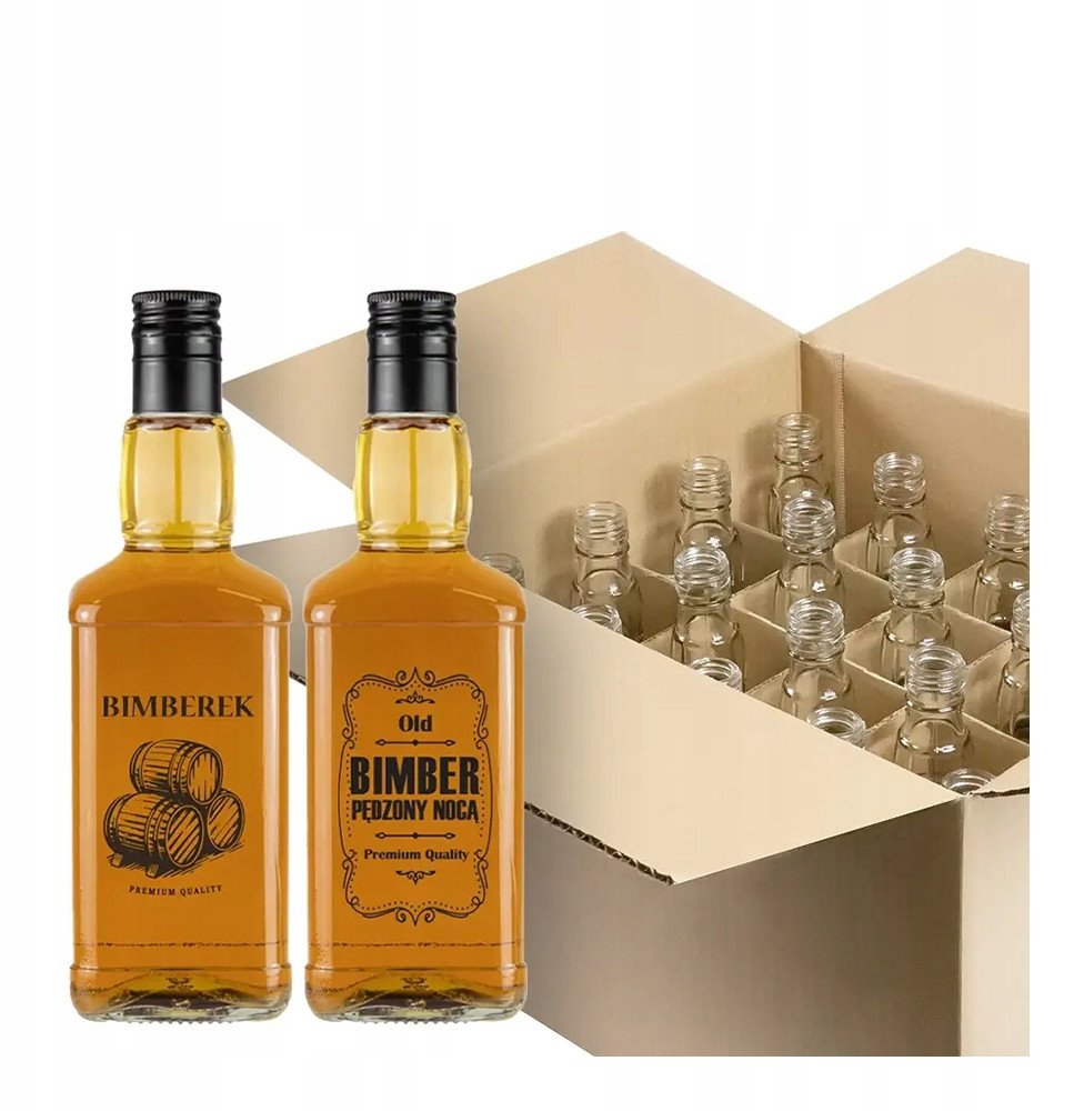 20x Butelki szklane DANIELS 0,5l nadruk BIMBER KRATOWNICA Wódka Alkohol