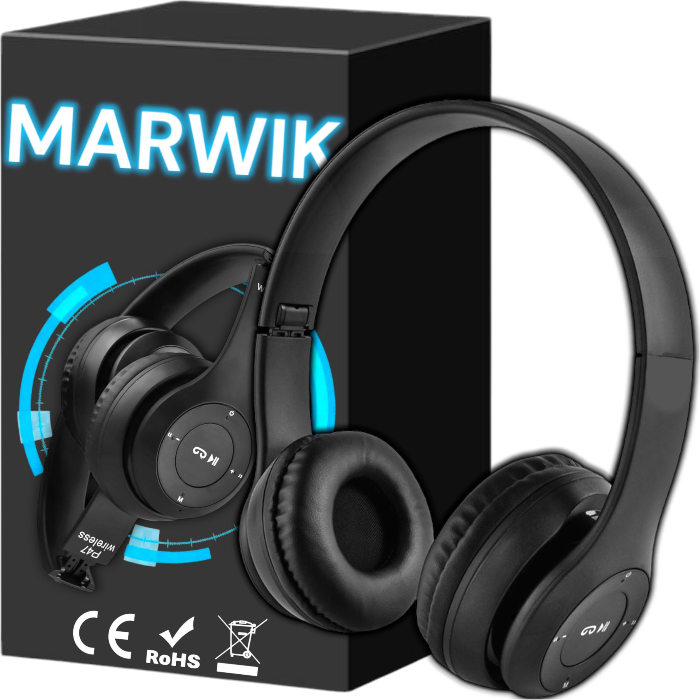 Słuchawki Nauszne Wireless Headphone Składane do biegania BT5 Czarny P47