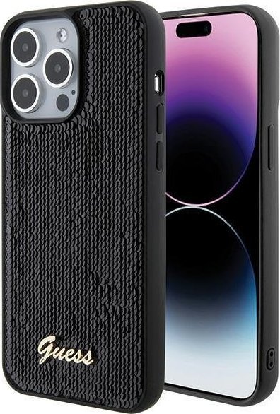 Guess Guess GUHCP15XPSFDGSK iPhone 15 Pro Max 6.7" czarny/black hardcase Sequin Script Metal