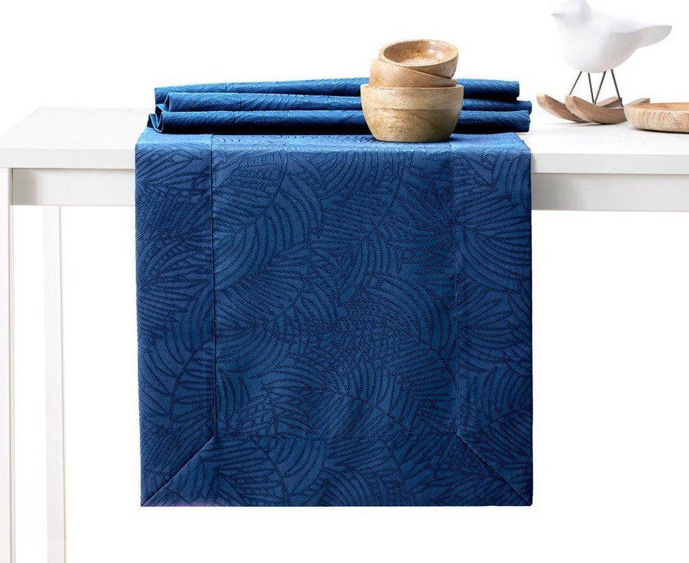 AmeliaHome AmeliaHome Bieżnik plamoodporny mankiet GAIA 40X120 indygo