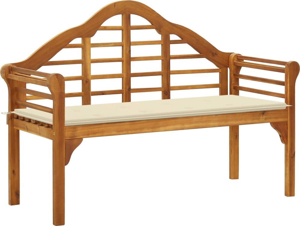 vidaXL Ławka ogrodowa Queen z poduszką, 135 cm, lite drewno akacjowe