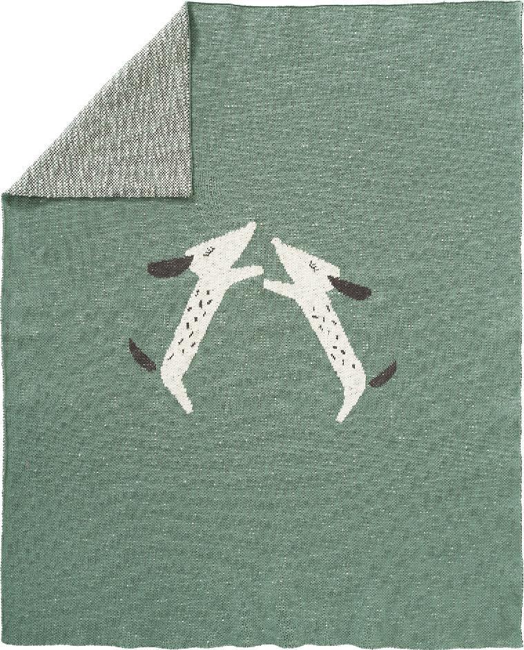 FRESKO Fresk Tkany kocyk z bawełny organicznej 100 x 150 cm Piesek